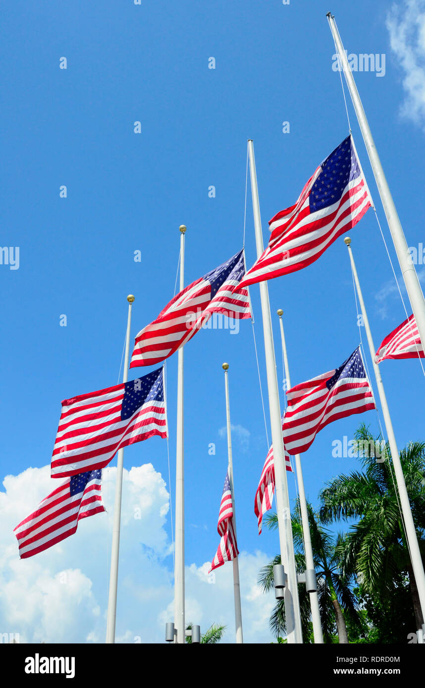 American Flags at Half Mast Stock Photo Alamy