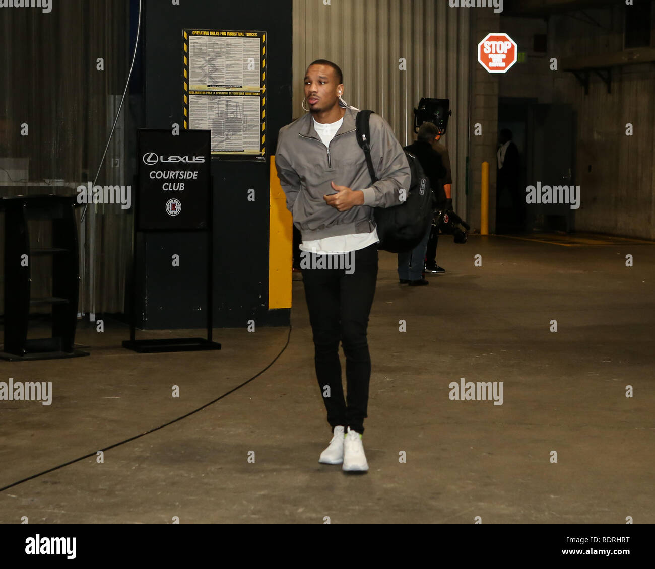 Los Angeles, CA, USA. 18th Jan, 2019. LA Clippers guard Avery Bradley #11 before the Golden State Warriors vs Los Angeles Clippers at Staples Center on January 18, 2019. (Photo by Jevone Moore) Credit: csm/Alamy Live News Stock Photo