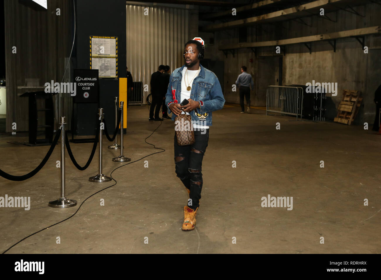 Los Angeles, CA, USA. 18th Jan, 2019. LA Clippers guard Patrick Beverley #21 before the Golden State Warriors vs Los Angeles Clippers at Staples Center on January 18, 2019. (Photo by Jevone Moore) Credit: csm/Alamy Live News Stock Photo