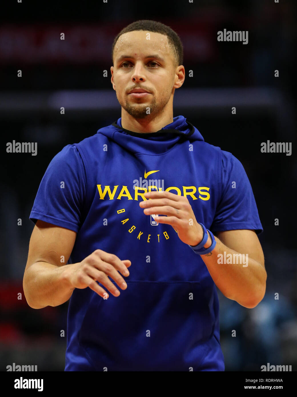 Los Angeles, CA, USA. 18th Jan, 2019. Golden State Warriors guard Stephen  Curry #30 before the Golden State Warriors vs Los Angeles Clippers at  Staples Center on January 18, 2019. (Photo by