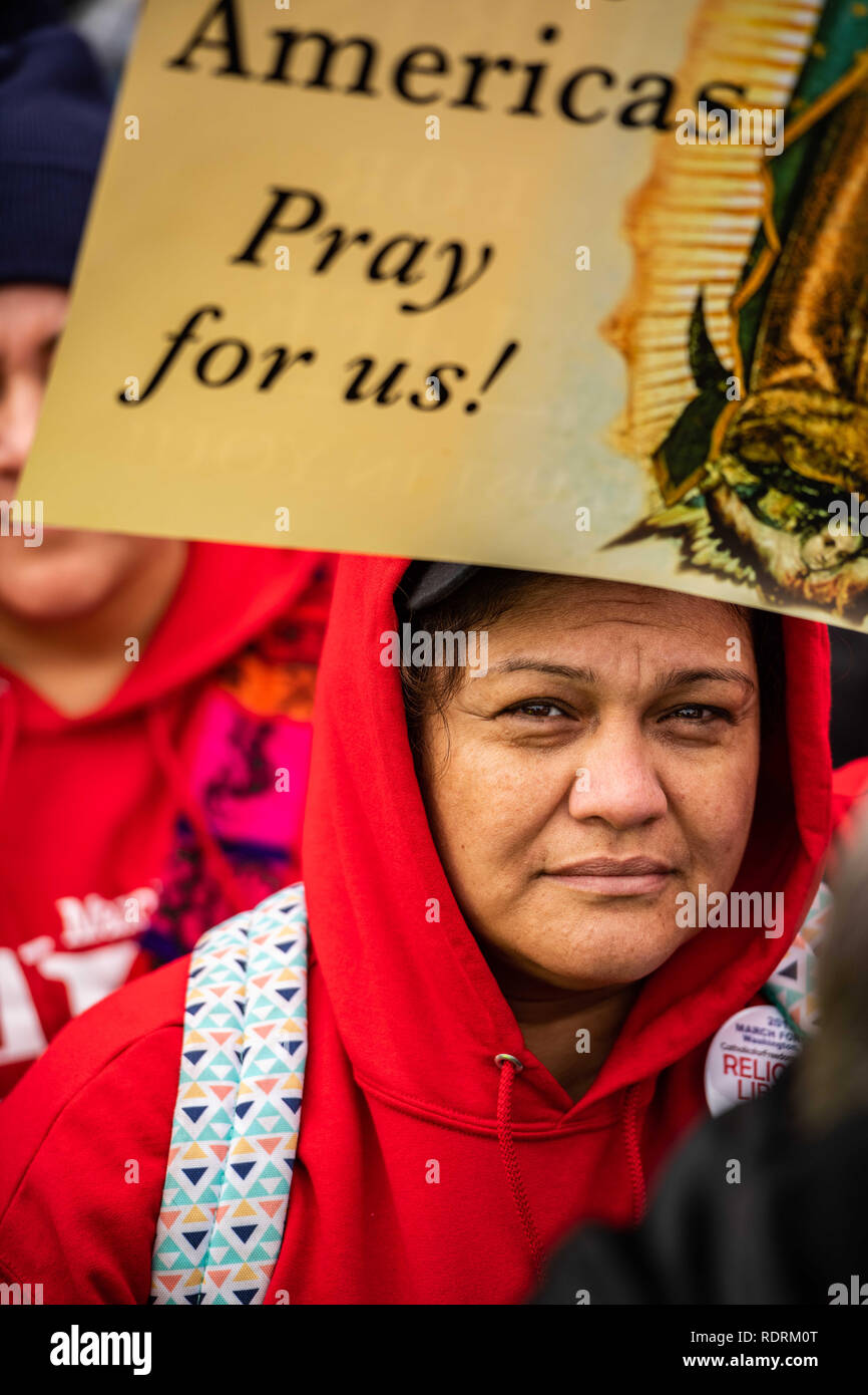 Washington Dc, Washinton DC, USA. 18th Jan, 2019. Thousands of Prolife advocates decended on the National Mall in Washington DC on Friday January 18th to March and have their voices heard. Credit: Tyler Tomasello/ZUMA Wire/Alamy Live News Stock Photo