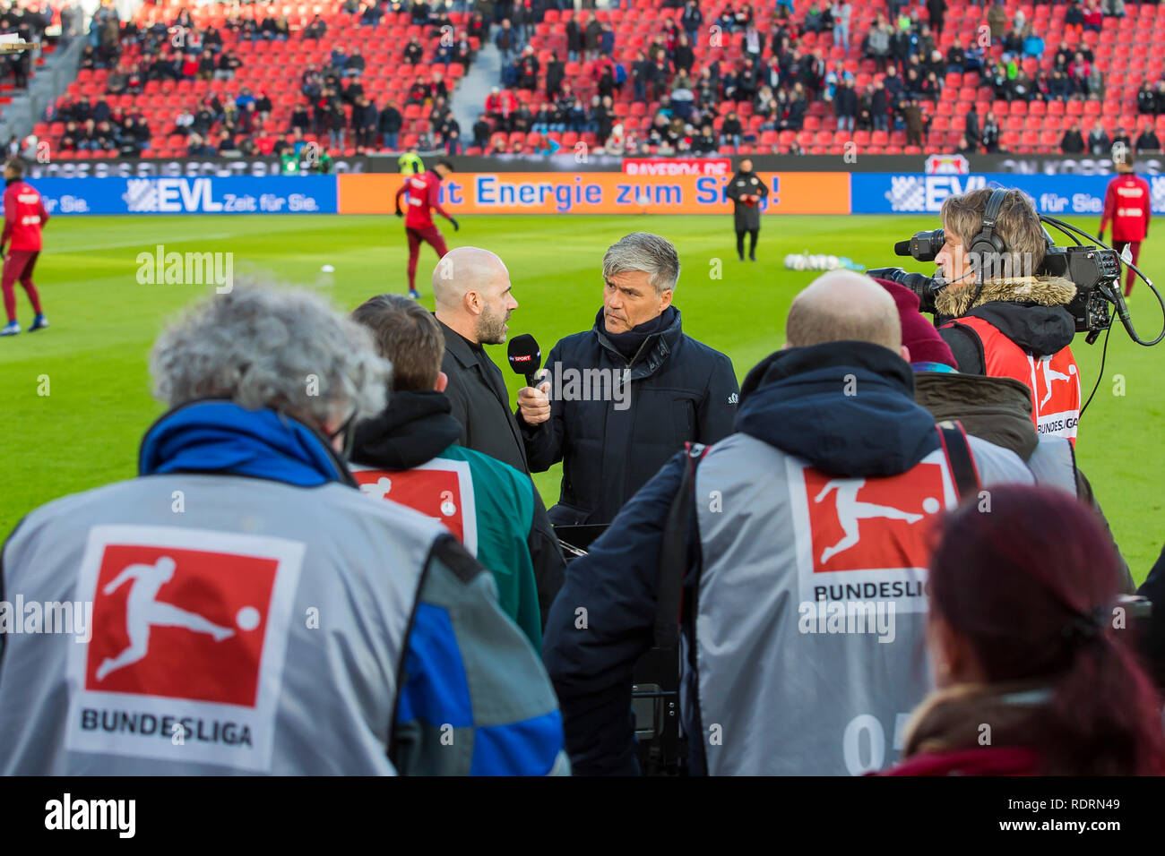 LEVERKUSEN, BayArena, 19-01-2019 , season 2018 / 2019 , German Bundesliga. Bayer Leverkusen trainer Peter Bosz during the match Leverkusen - Moenchengladbach DFL REGULATIONS PROHIBIT ANY USE OF PHOTOGRAPHS AS IMAGE SEQUENCES AND/OR QUASI-VIDEO Stock Photo