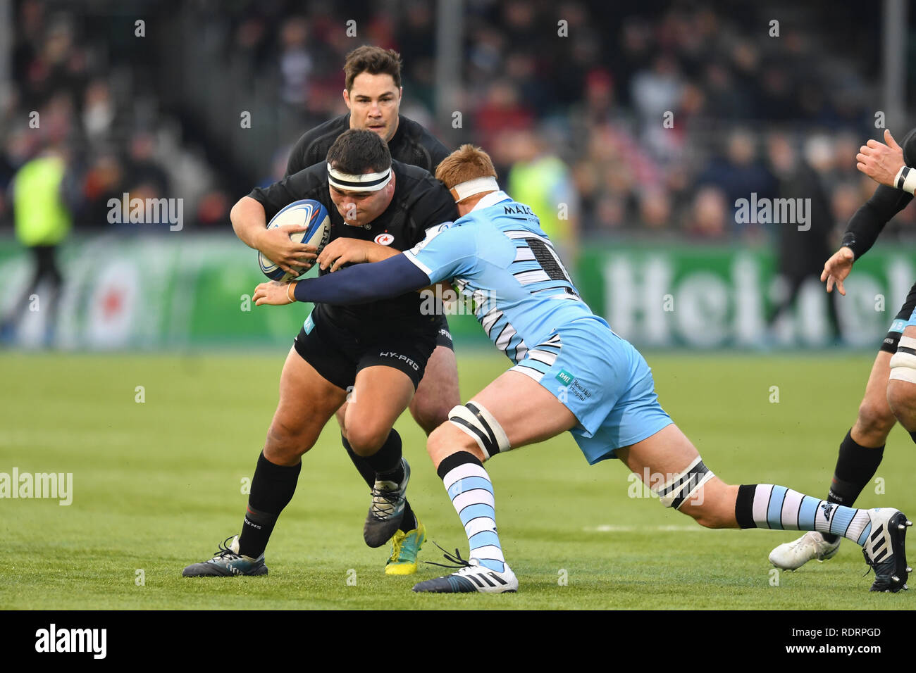 London, UK. 19th Jan, 2019. Jackson Wray of Sarancens  during Heineken Champions Cup between Saracens v Glasgow Warriors at Allianz Park on Saturday, 19 January 2019. LONDON ENGLAND.  (Editorial use only, license required for commercial use. No use in betting, games or a single club/league/player publications.) Credit: Taka Wu/Alamy Live News Stock Photo