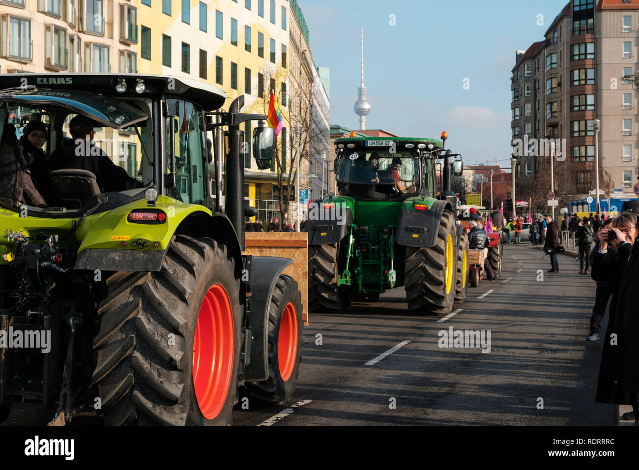 Berlin, Germany - January 19, 2019: Demonstration 'Wir haben es satt', against the german and EU agricultural policy and for sustainable agriculture in Berlin, Germany Credit: hanohiki/Alamy Live News Credit: hanohiki/Alamy Live News Stock Photo