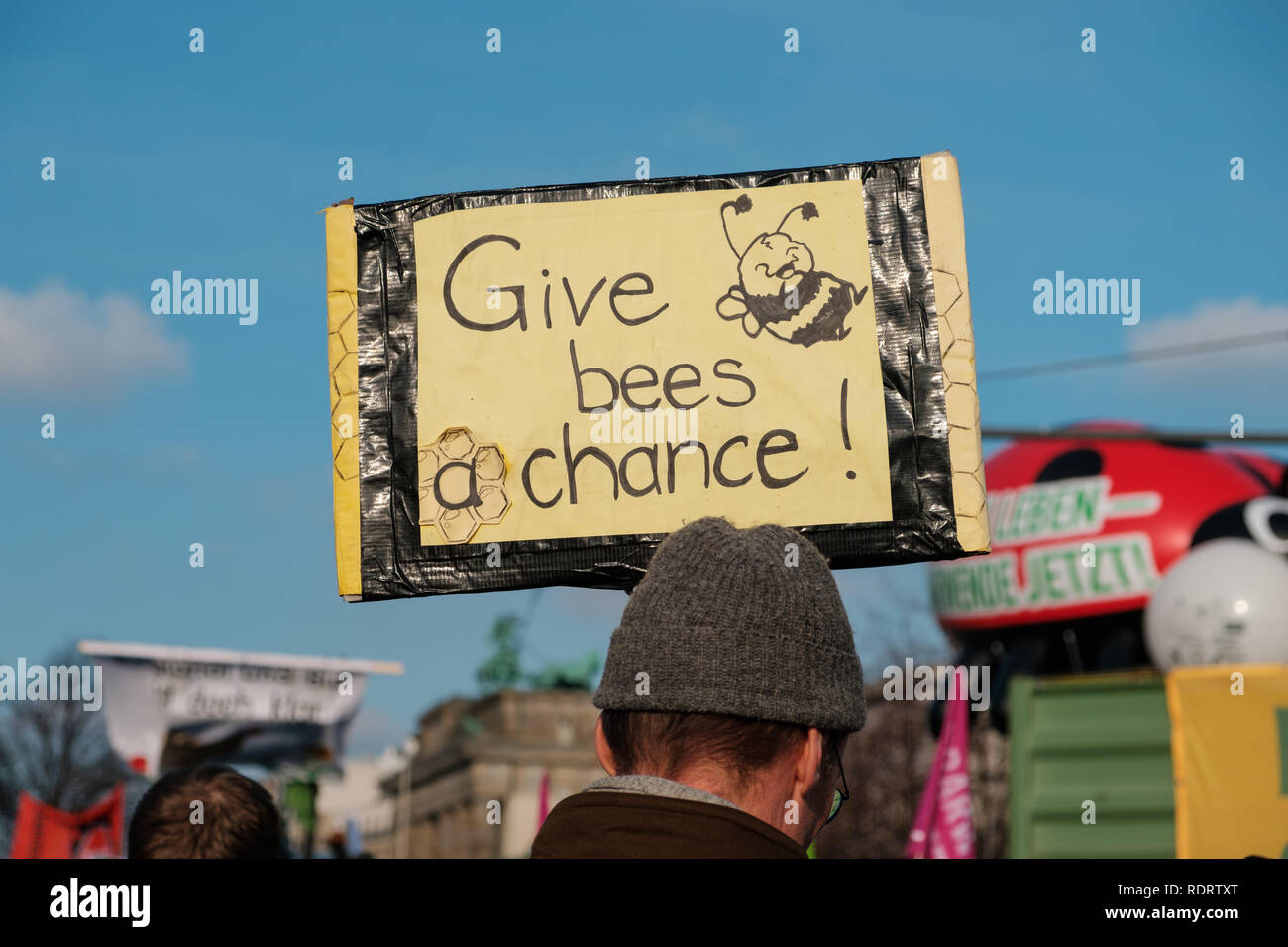 Berlin, Germany - January 19, 2019: Demonstration 'Wir haben es satt', against the german and EU agricultural policy and for sustainable agriculture in Berlin, Germany Credit: hanohiki/Alamy Live News Stock Photo