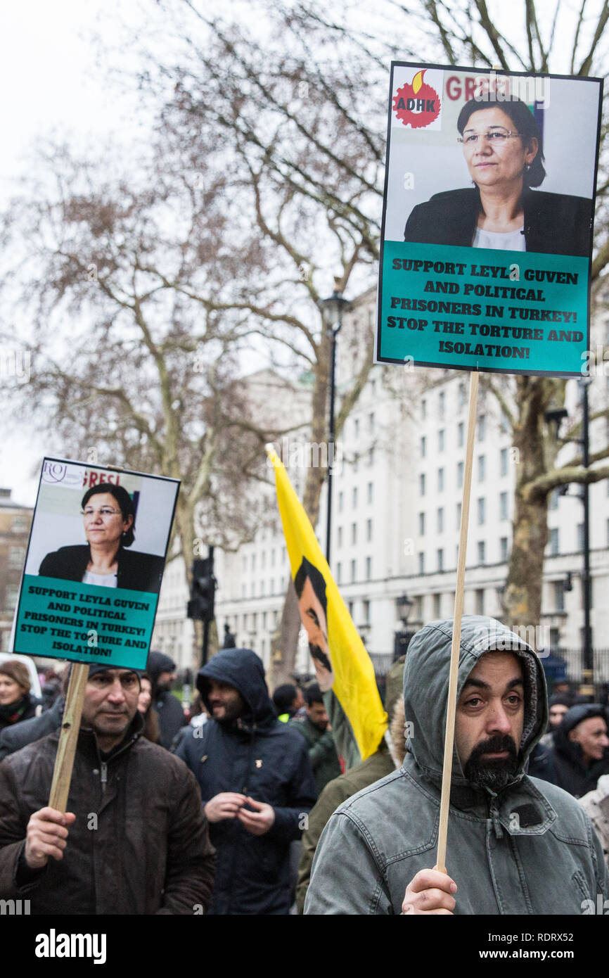 London, UK. 19th January, 2019. Members of the Kurdish community march ...