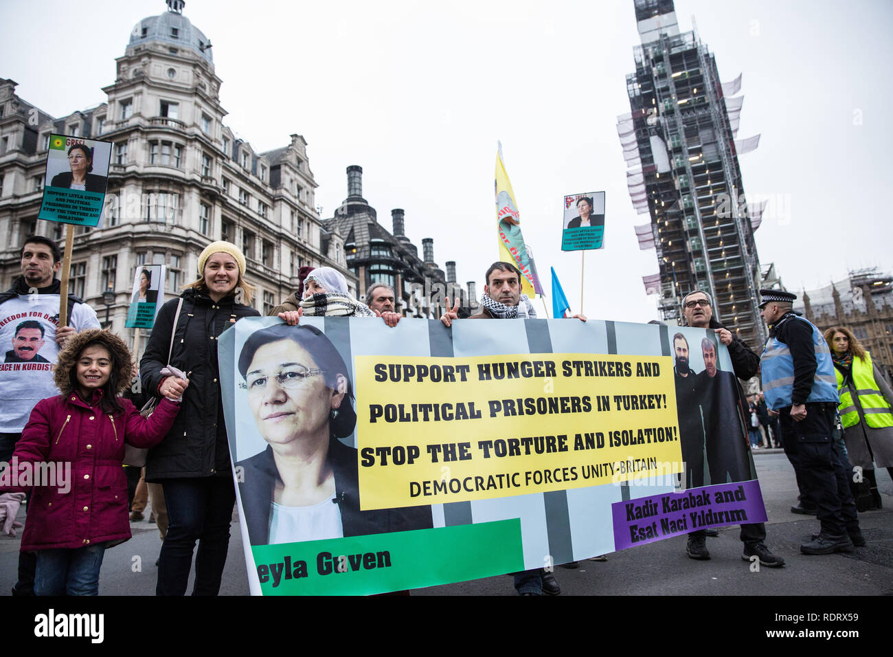 London, UK. 19th January, 2019. Members of the Kurdish community march ...