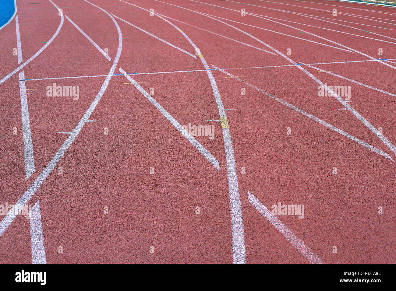 Track and Field Race Course intersecting Lines Stock Photo