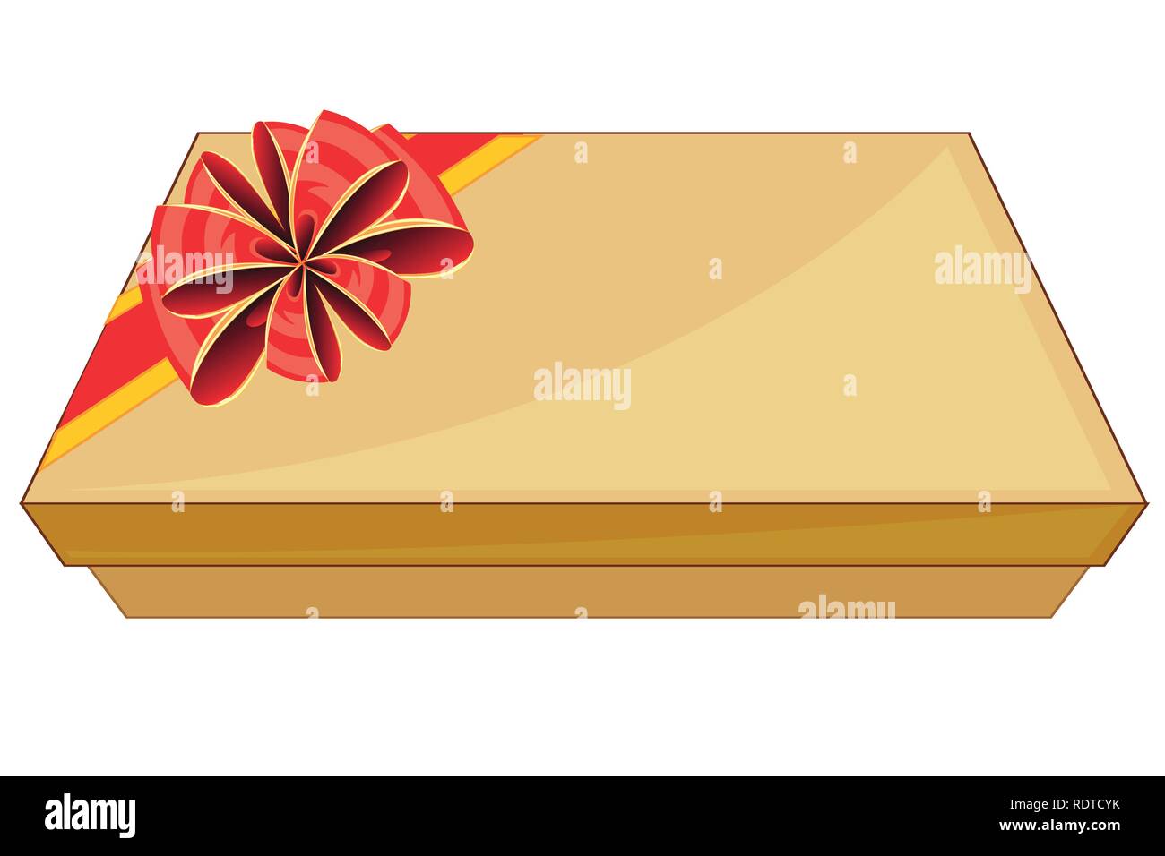Box with gift decorated by red bow Stock Vector