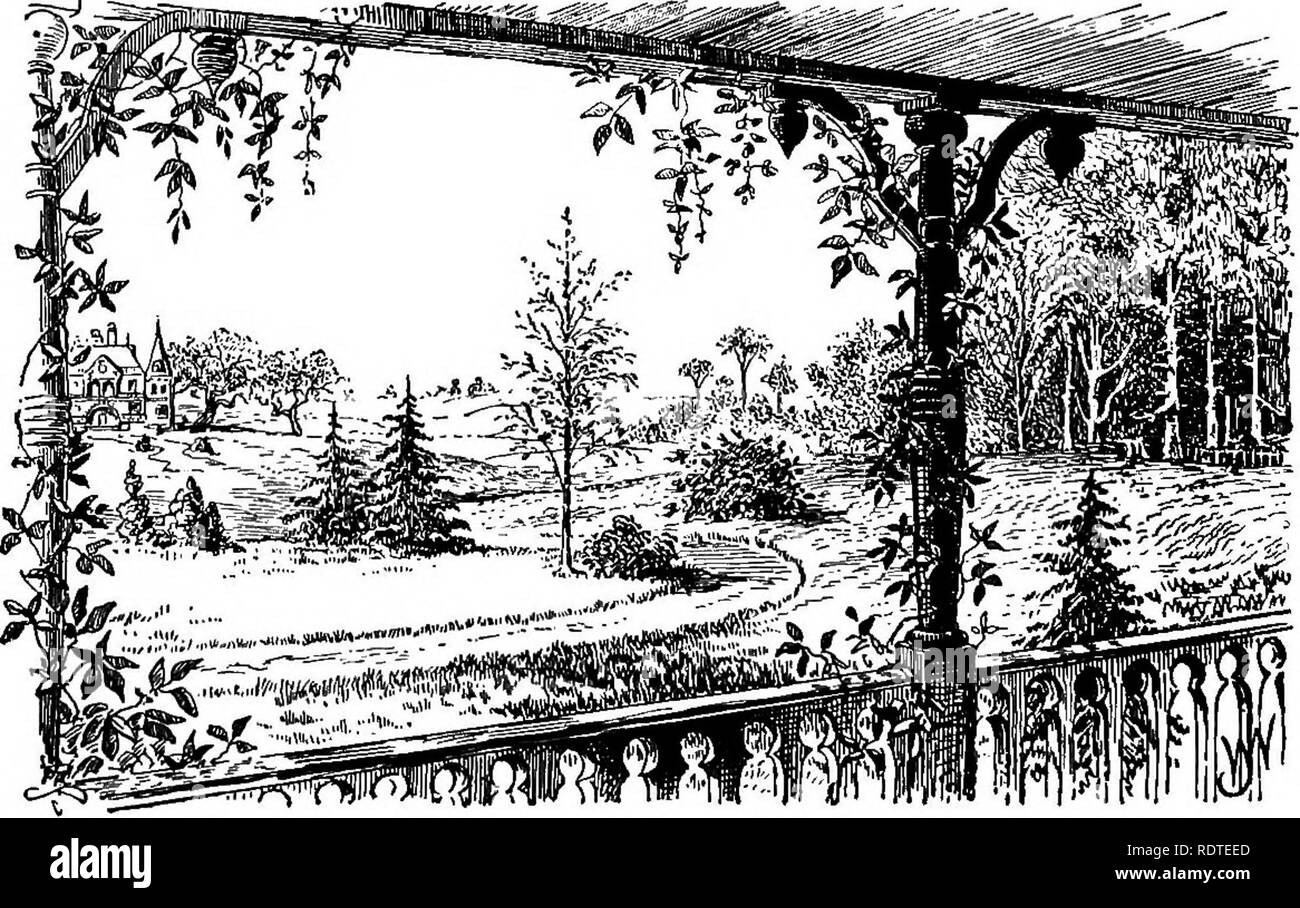 . Landscape gardening. Notes and suggestions on lawns and lawn planting--laying out and arrangement of country places, large and small parks, cemetery plots, and railway-station lawns--deciduous and evergreen trees and shrubs--the hardy border-bedding plants--rockwork, etc. Landscape gardening. 14 THE LA WN. much careful and continual culture, with our present quality of seed, as to keep a flower-bed in order; but it is a fact. And why should we not consider the well-being of each spear of grass as important as that of each coleus or geranium in the flower-bed. The spear of grass is actually t Stock Photo