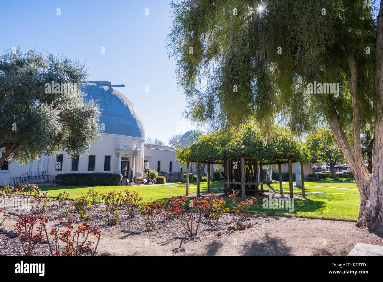 Landscape in Santa Clara Mission gardens; Ricard Memorial Observatory