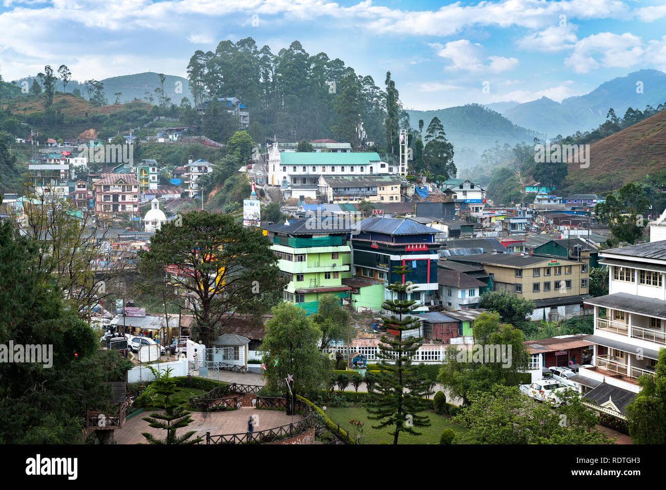 Munnar, Kerala, India : December 26, 2018 : Famous city in the center of the tea zone culture, accross the mounains in the Beautiful Kerala in the sou Stock Photo
