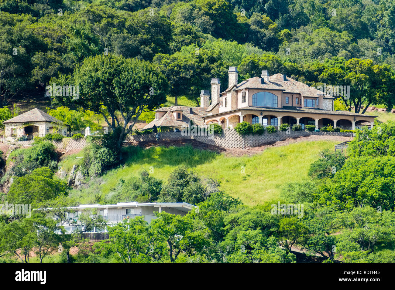 Large house in the hills of south San Francisco bay area, San Jose, Santa Clara county, California Stock Photo