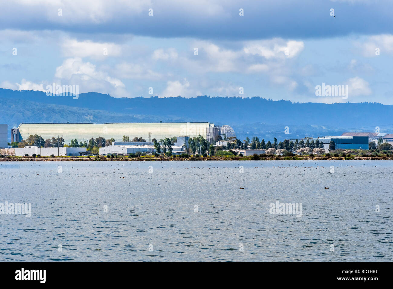 Moffett Field Hangars On The Shores Of South San Francisco Bay Area ...