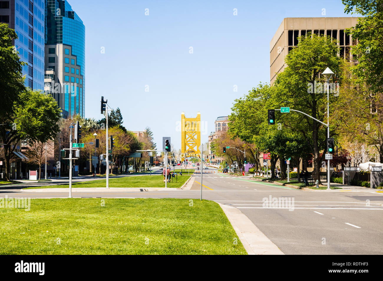View of the Capitol Mall in downtown Sacramento, California; the Tower ...