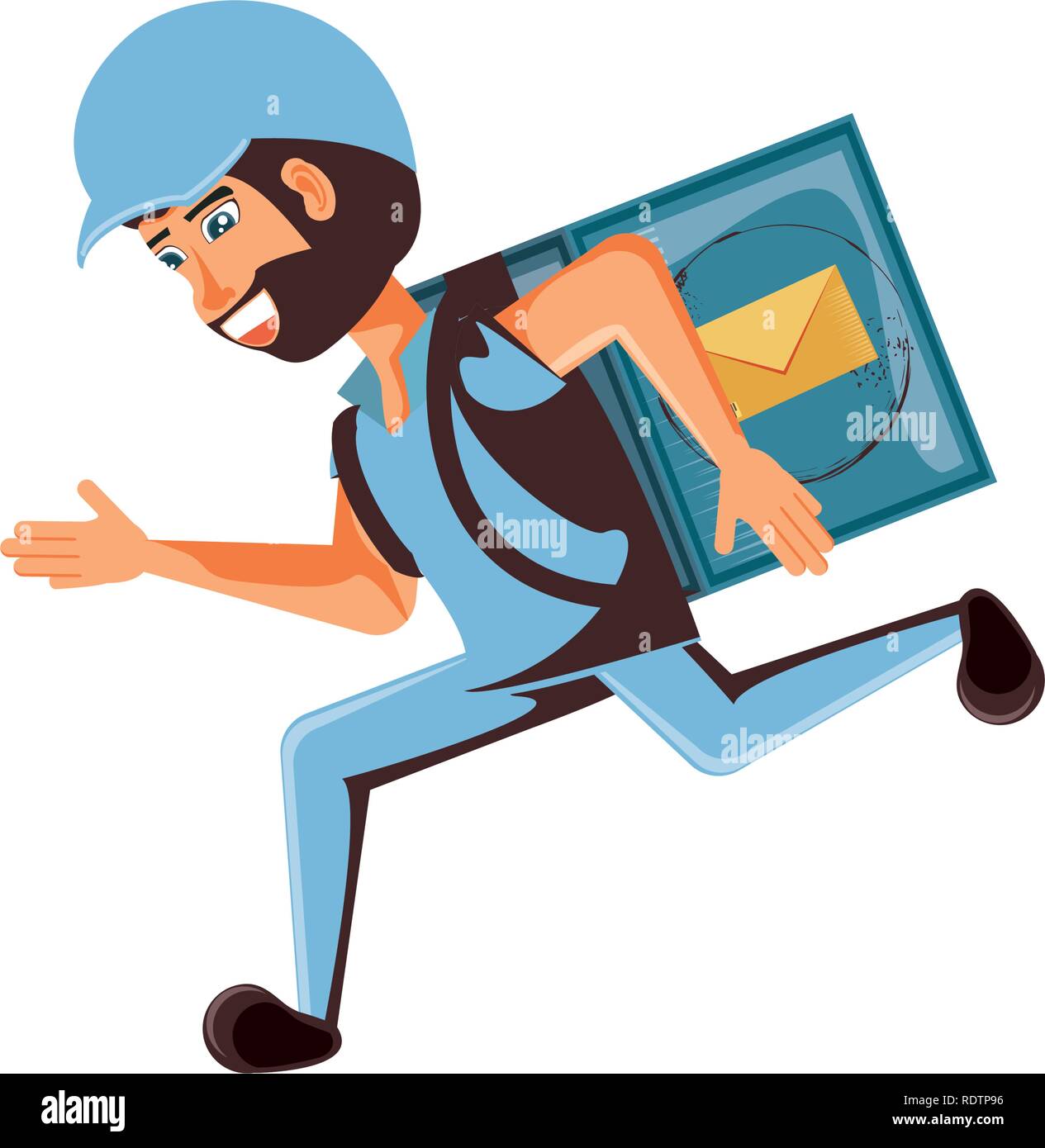 delivery worker running with box of envelopes vector illustration ...