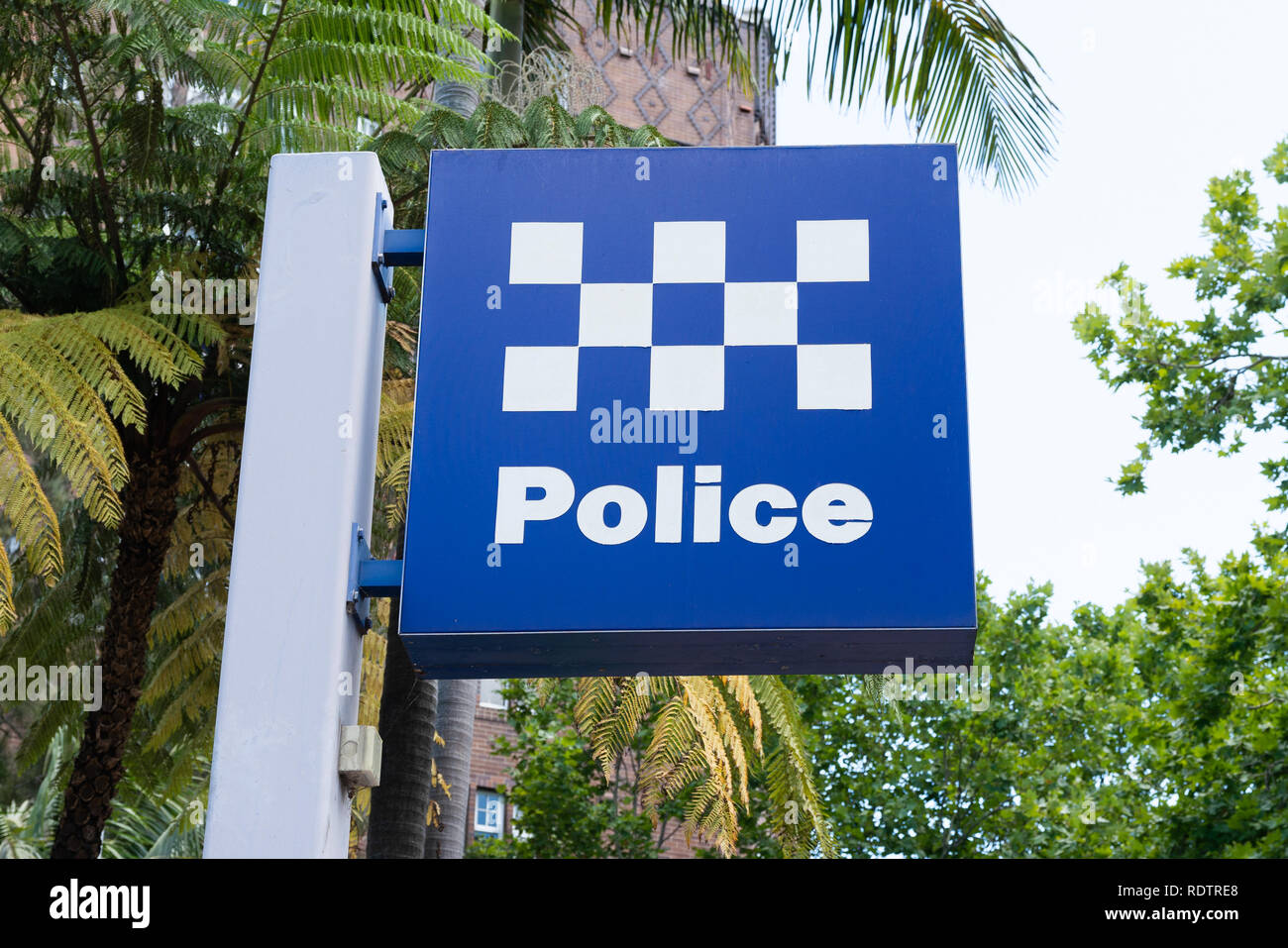 Australian police station sign in Sydney NSW Australia Stock Photo