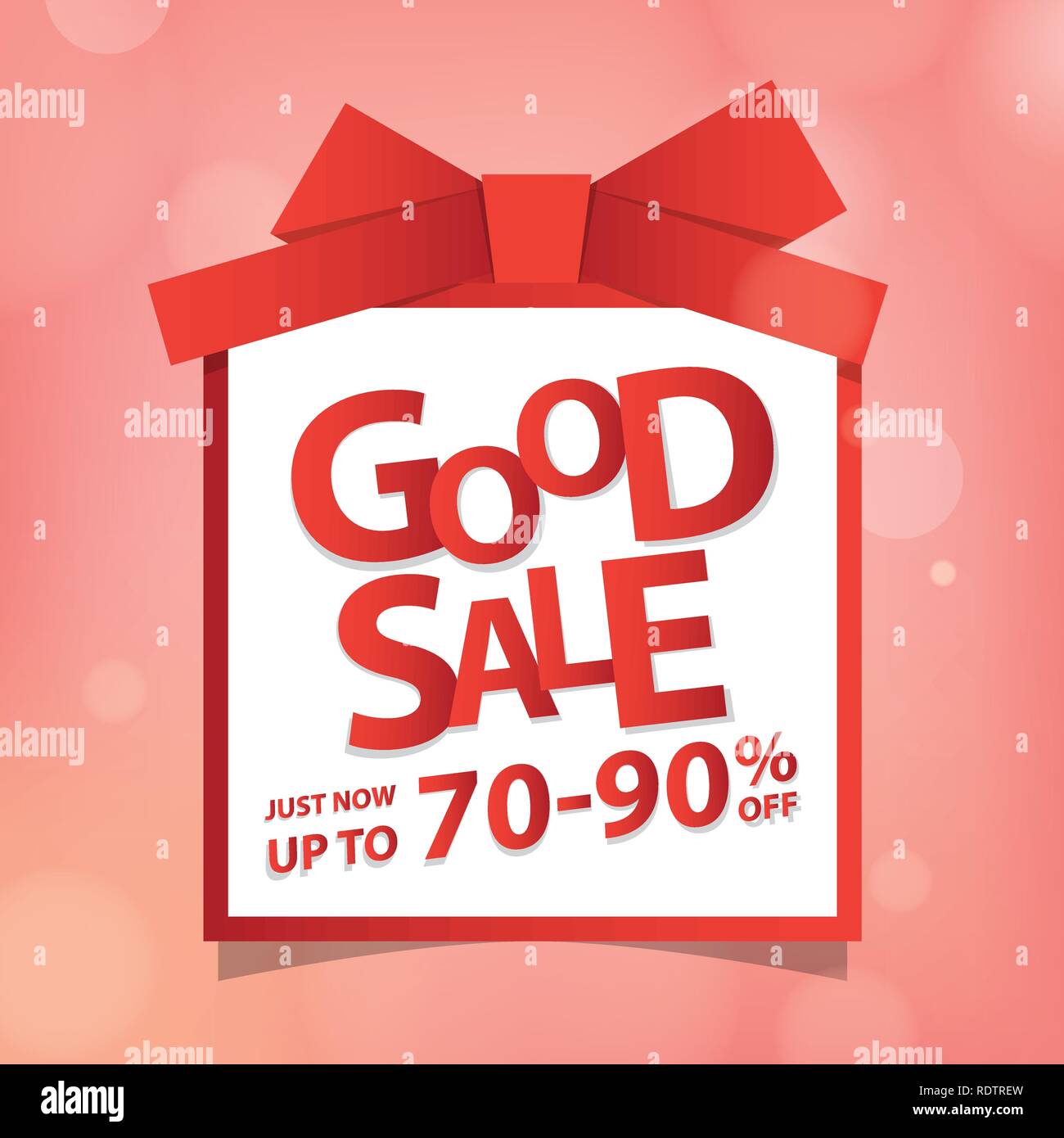 Good Sale heading design like a gift box on pink bokeh for banner or