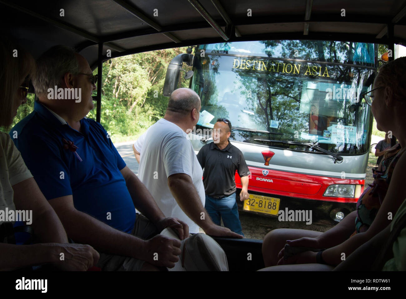Travelling Thailand in bus going destination Asia people tour tourist ...