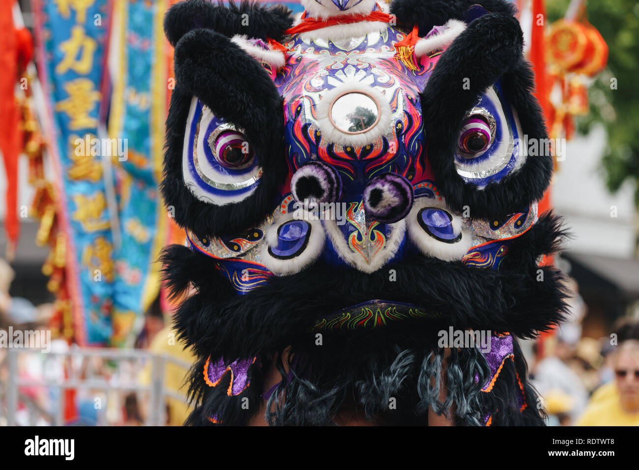 A Black Chinese Lion Dance performance Stock Photo - Alamy