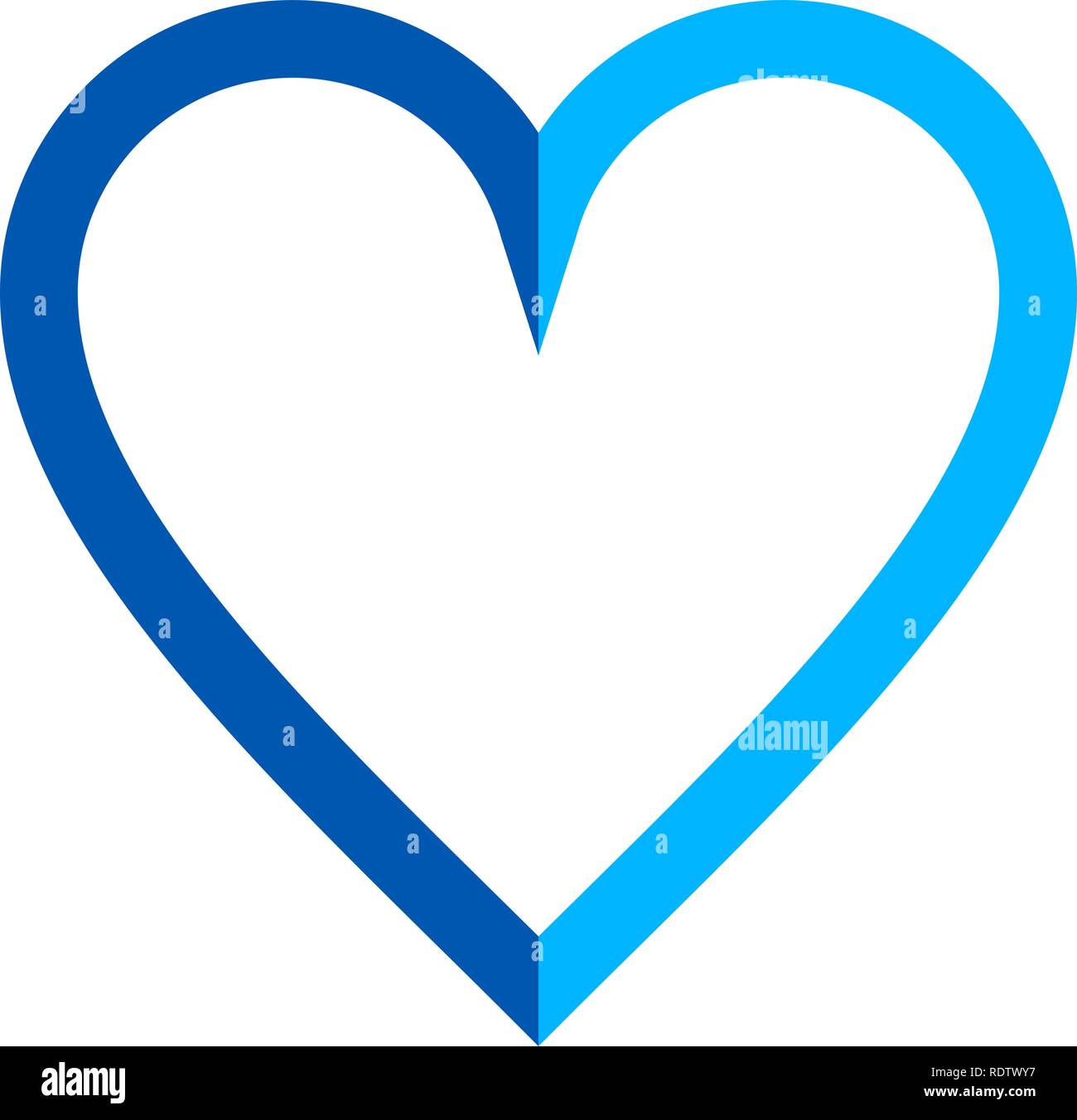 Heart symbol icon - blue simple outlined, isolated - vector ...