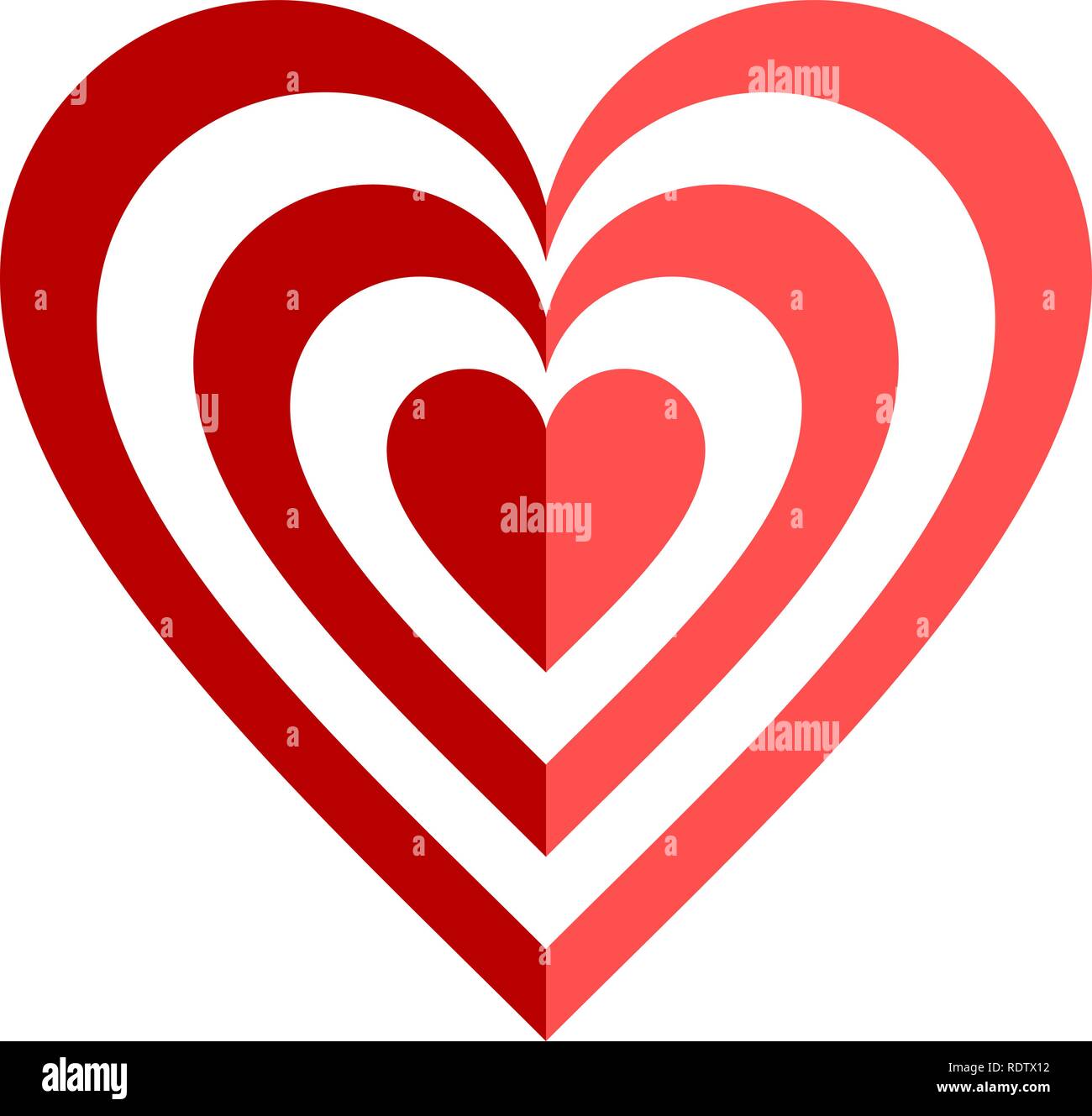 Heart target symbol icon - red simple, isolated - vector illustration Stock Vector
