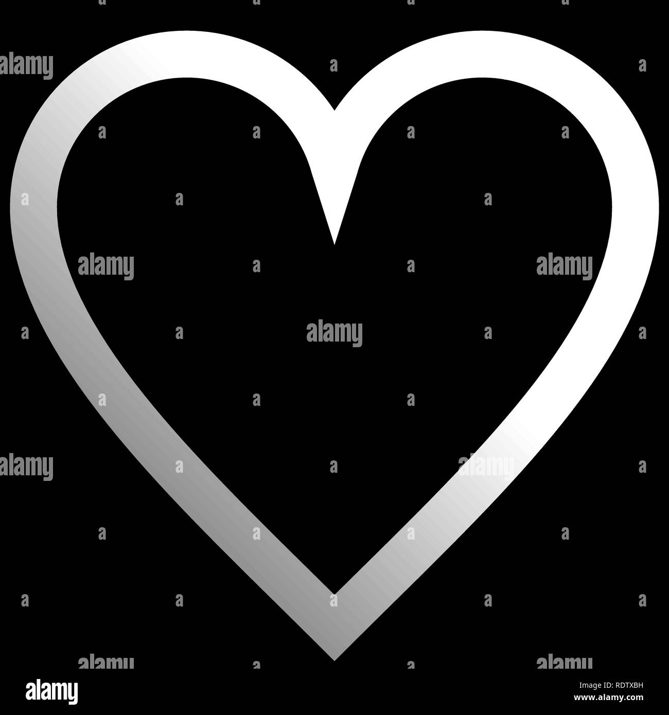 Heart symbol icon white outlined gradient, isolated vector