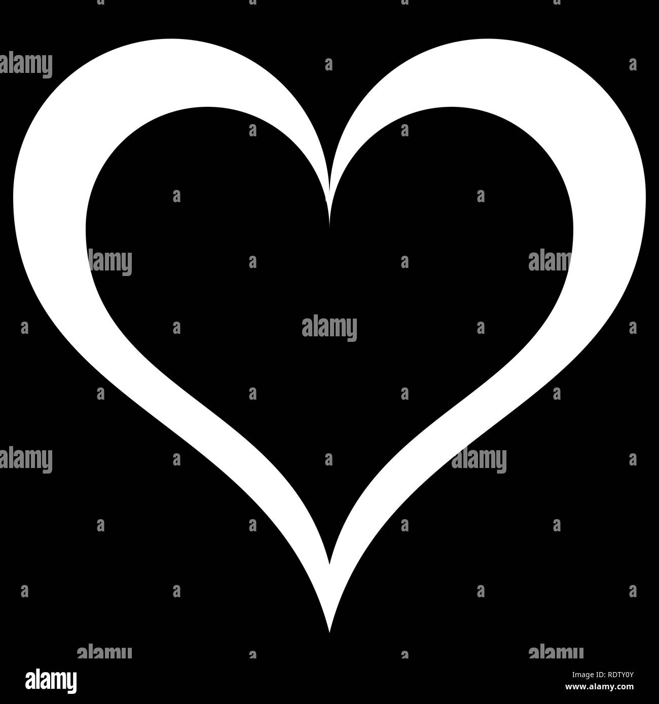 Heart symbol icon - white simple outlined, isolated - vector ...