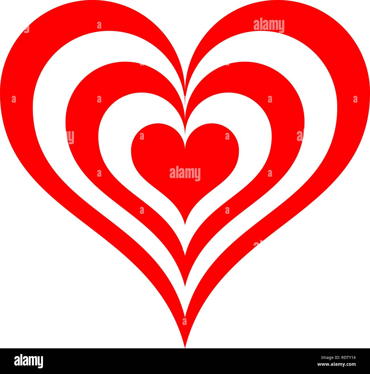 Heart target symbol icon - red simple, isolated - vector illustration Stock Vector