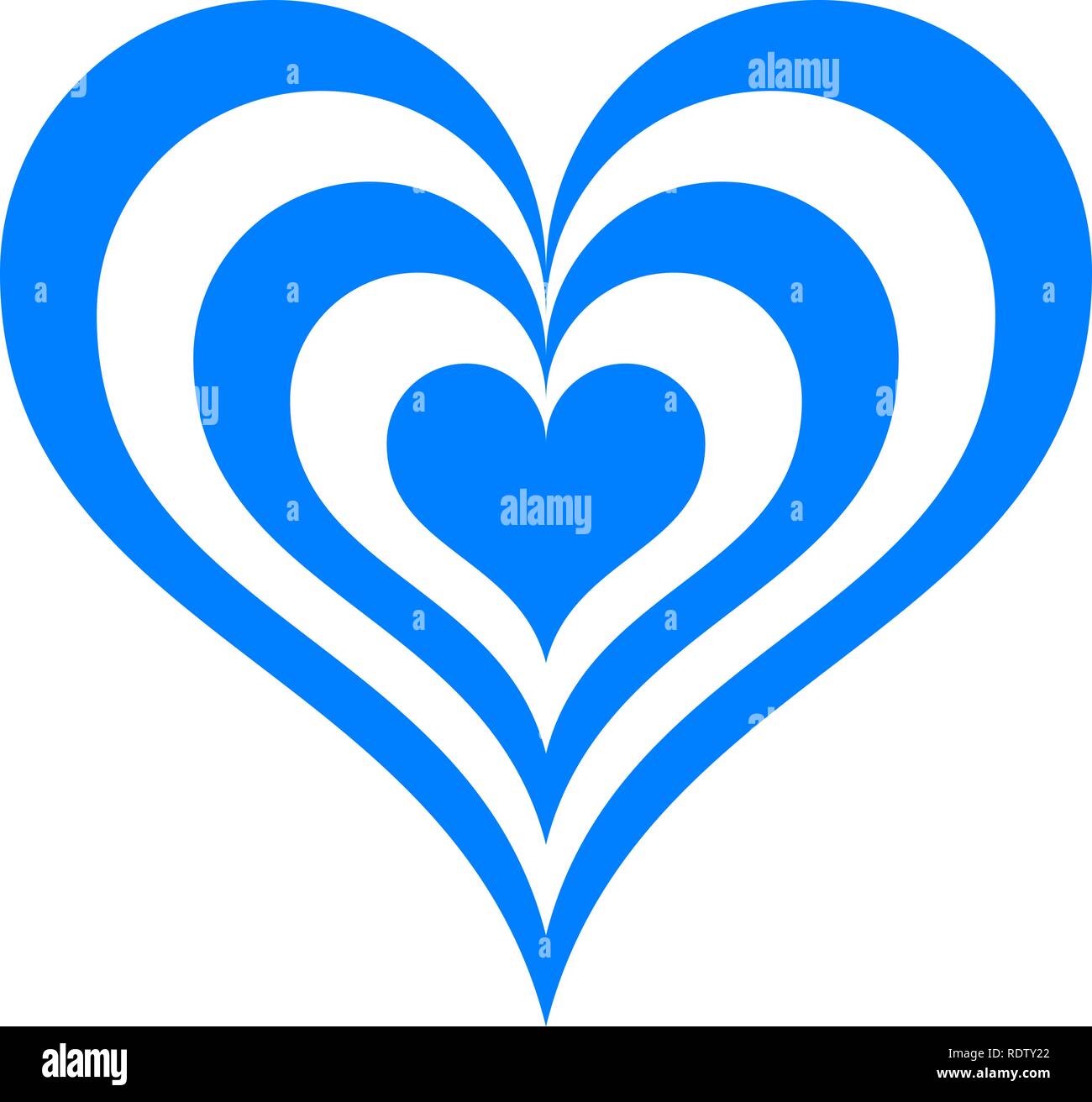 Heart target symbol icon - blue simple, isolated - vector illustration Stock Vector