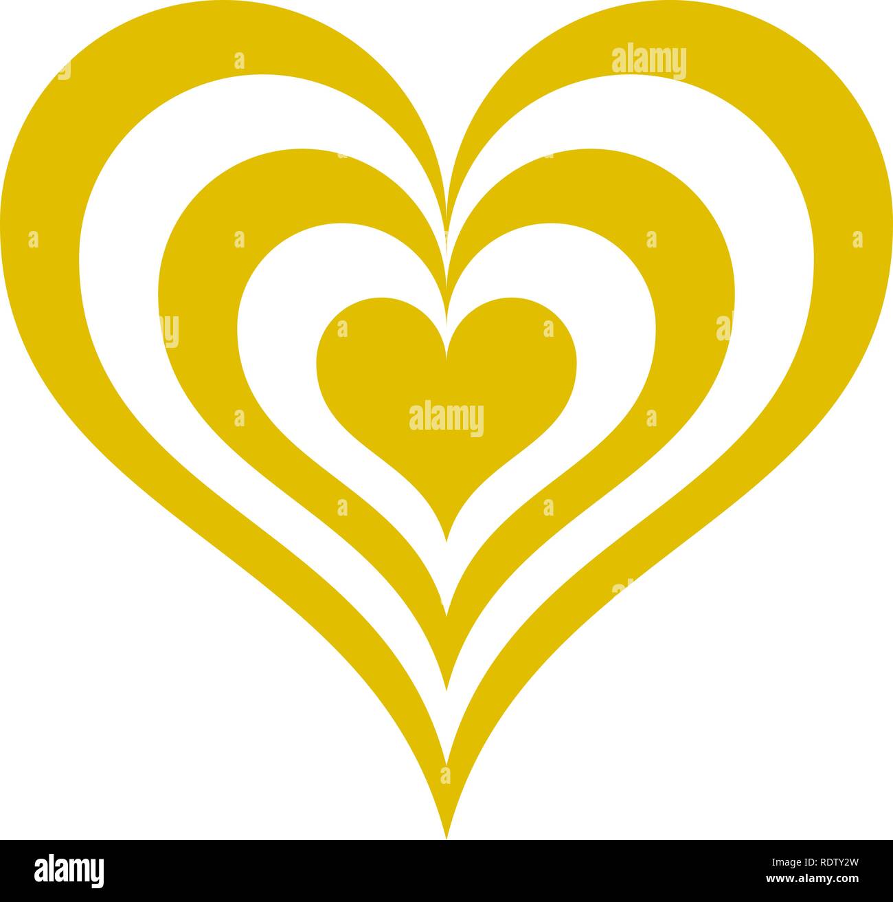 Heart target symbol icon - golden simple, isolated - vector ...