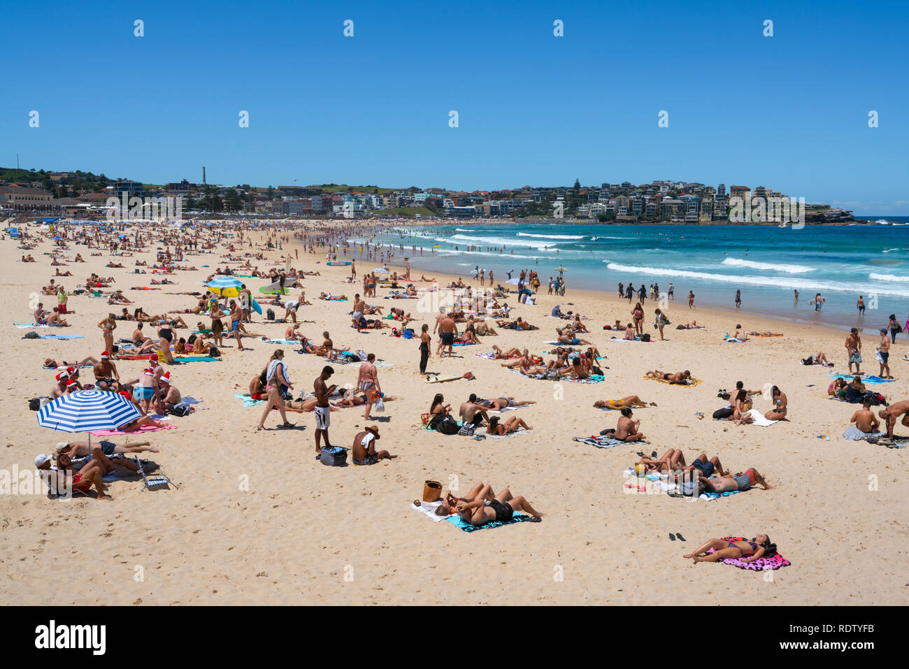 24th December 2018, Bondi Sydney Australia: people enjoying hot sunny