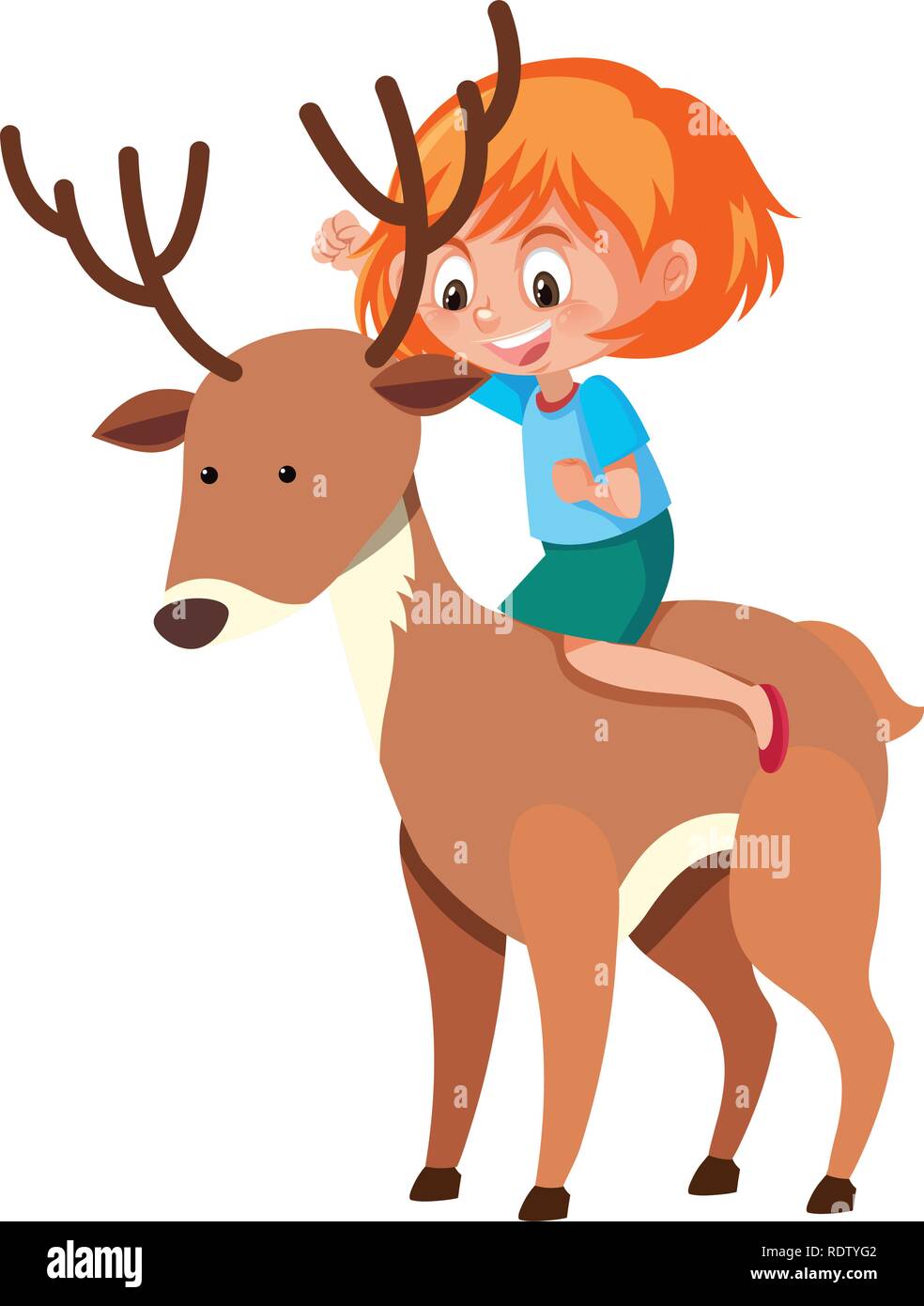 A girl riding deer illustration Stock Vector Image & Art - Alamy