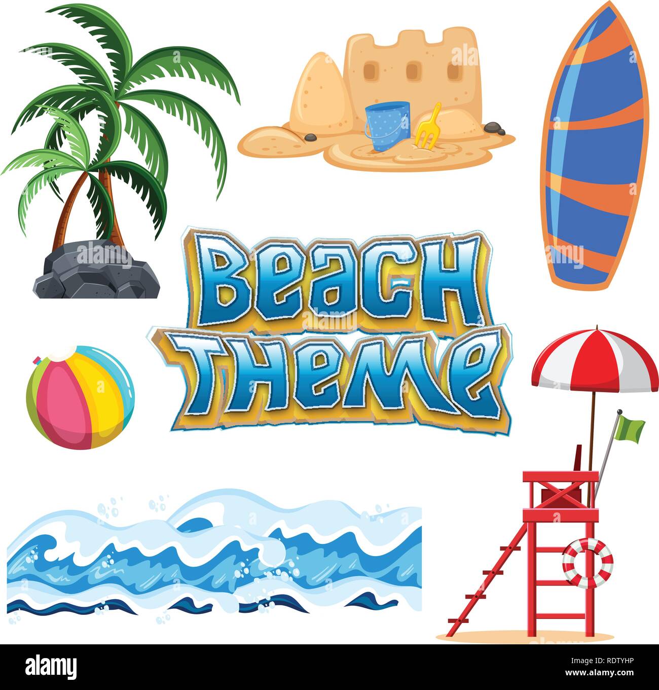 Set of summer element illustration Stock Vector Image & Art - Alamy