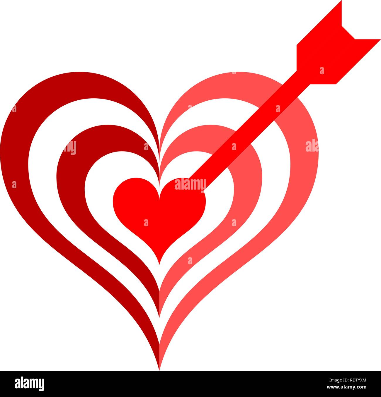 Heart target with arrow symbol icon - red simple, isolated - vector ...