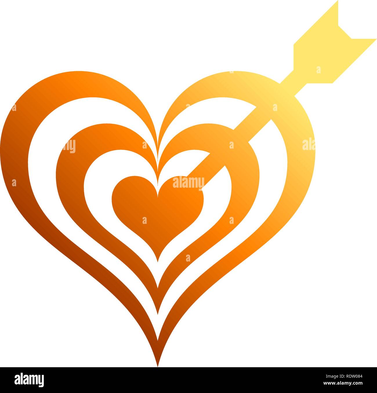 Heart target with arrow symbol icon - orange gradient, isolated - vector illustration Stock Vector