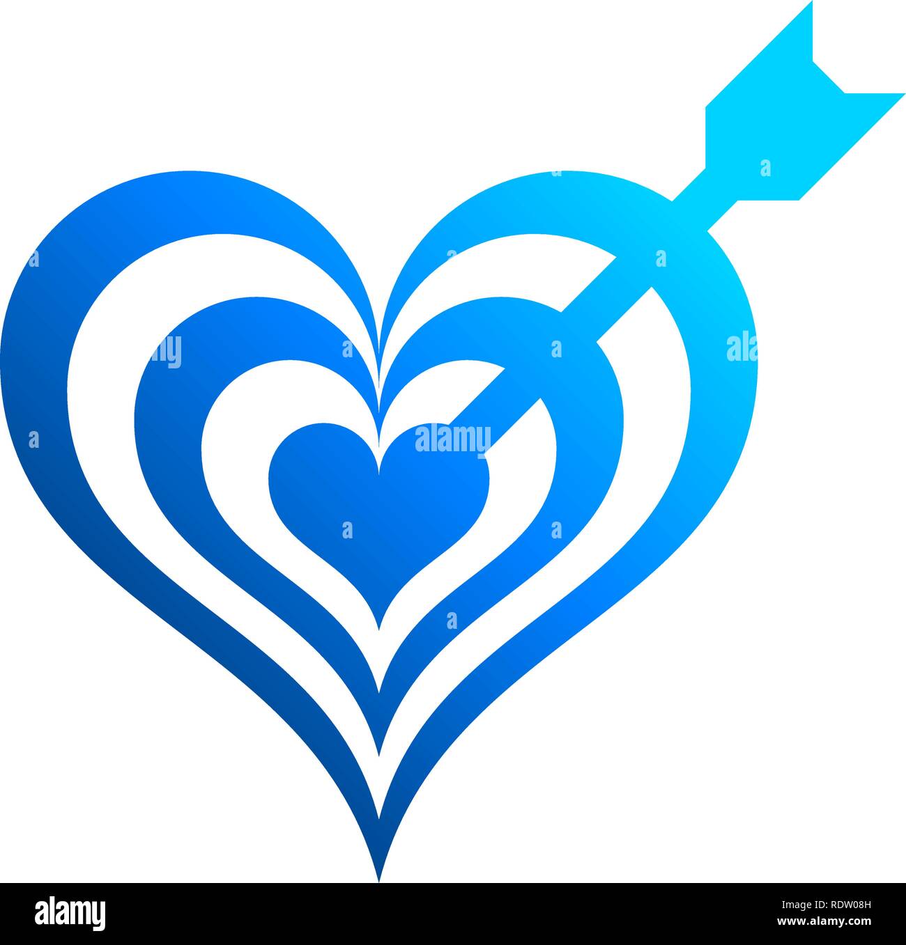 Heart target with arrow symbol icon - blue gradient, isolated - vector illustration Stock Vector