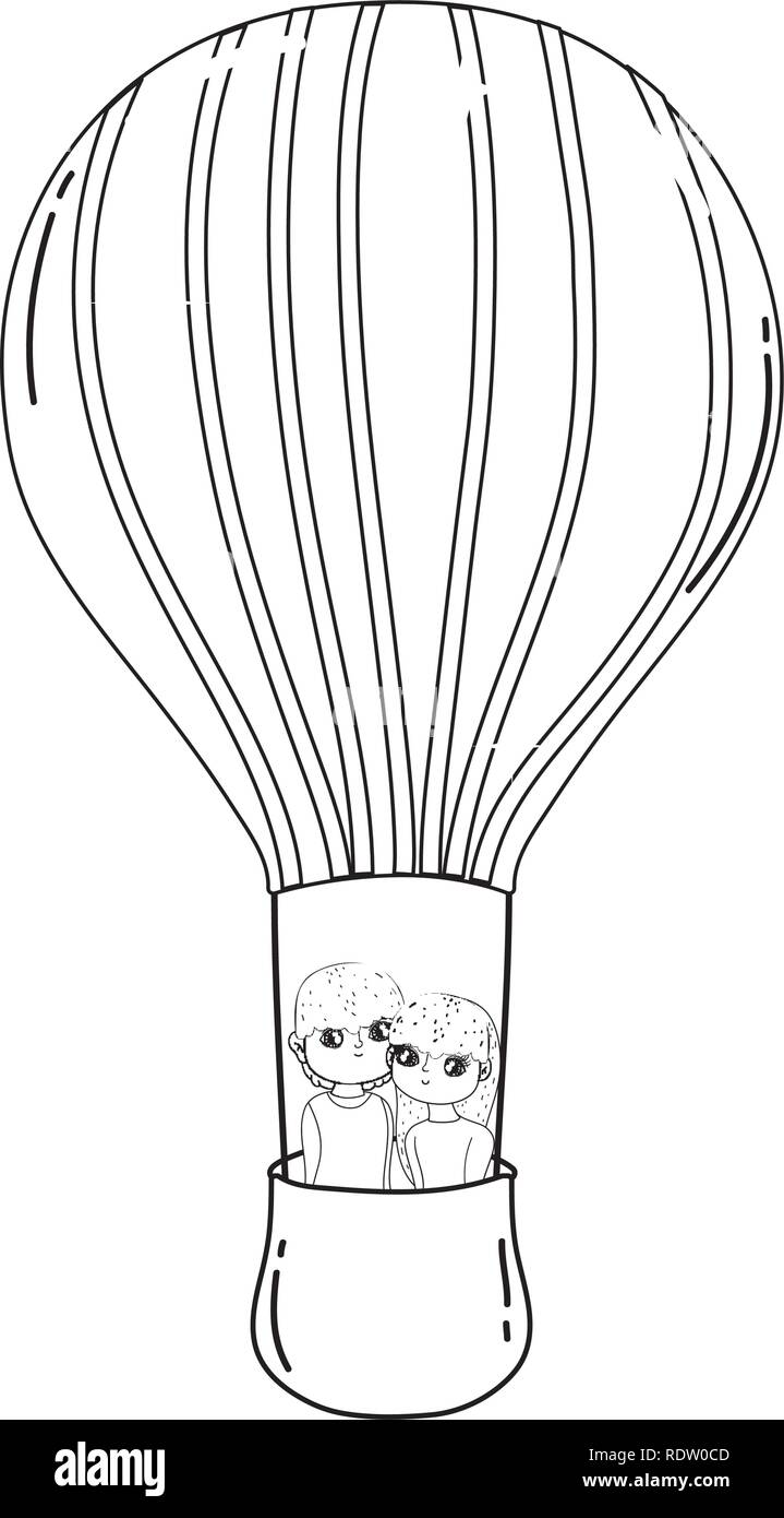 young lovers couple flying in balloon air hot Stock Vector Image & Art ...