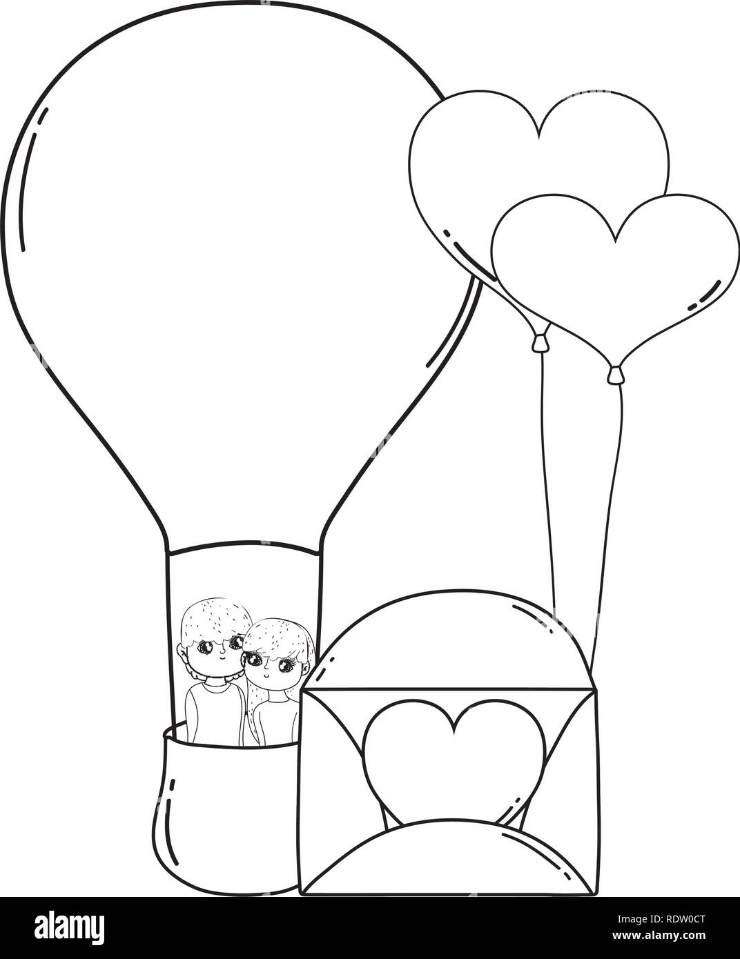 young lovers couple flying in balloon air hot Stock Vector Image & Art ...