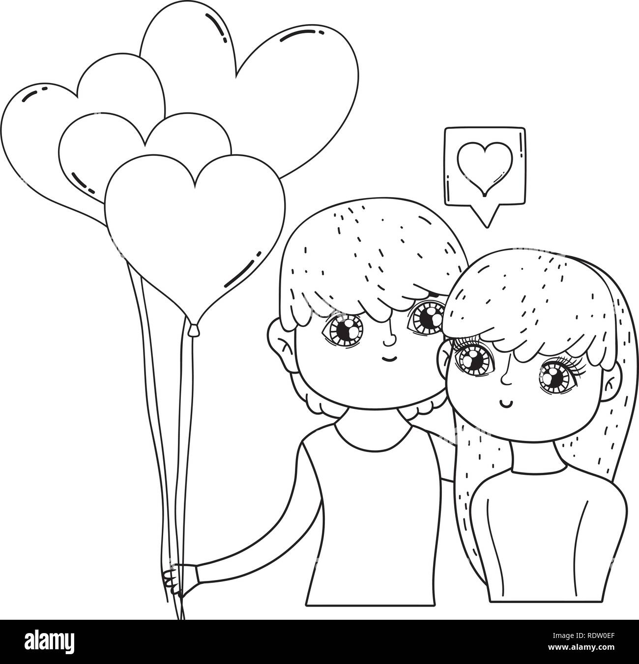 young lovers couple with balloons helium Stock Vector Image & Art - Alamy