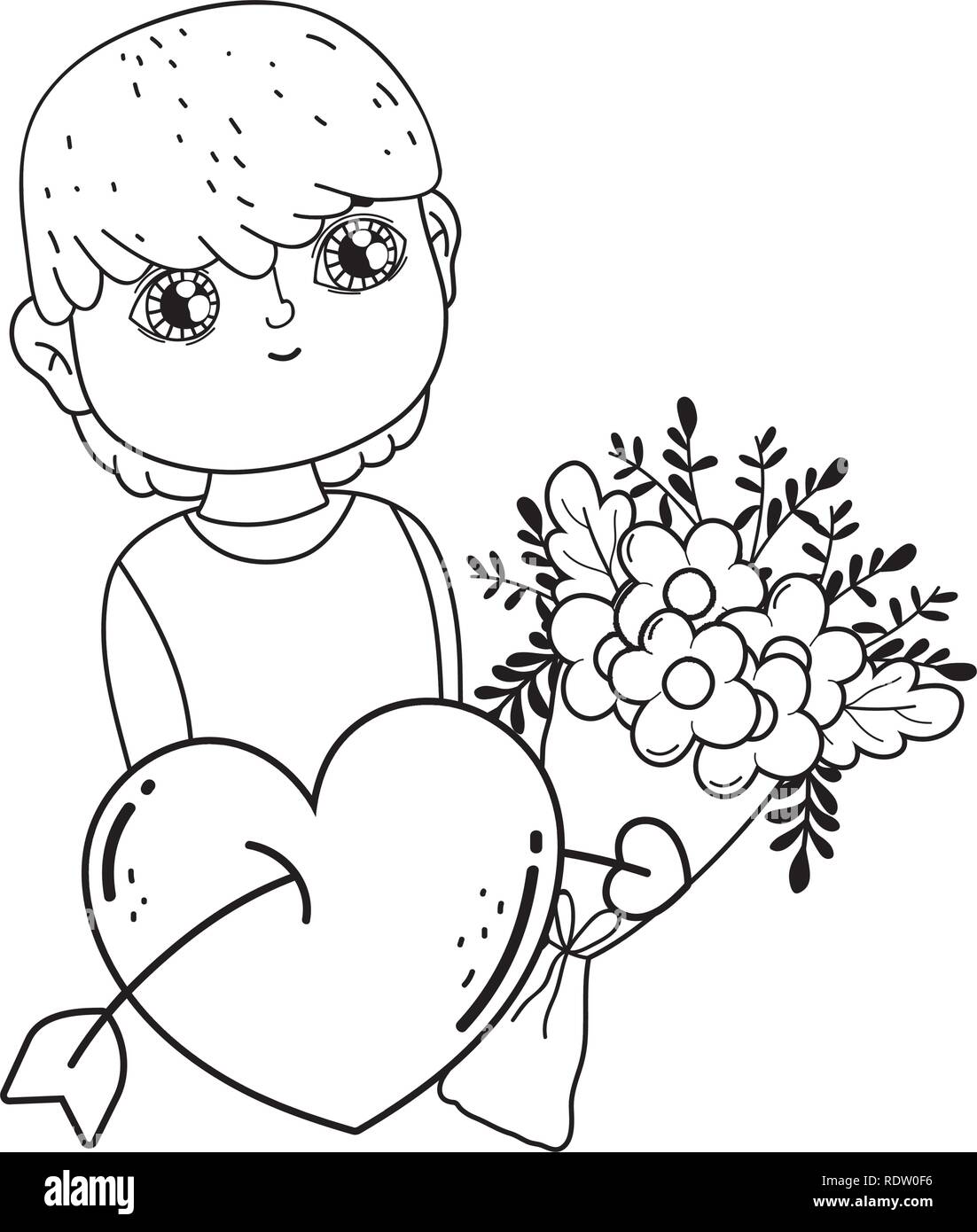 young cute lover boy with flowers Stock Vector Image & Art - Alamy