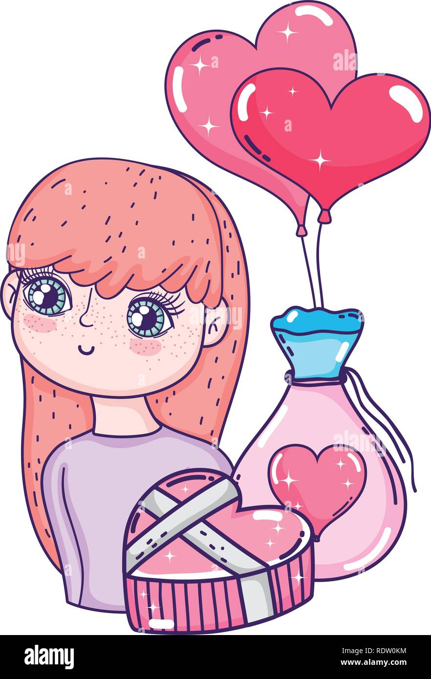 young cute girl lover with balloons helium Stock Vector Image & Art - Alamy