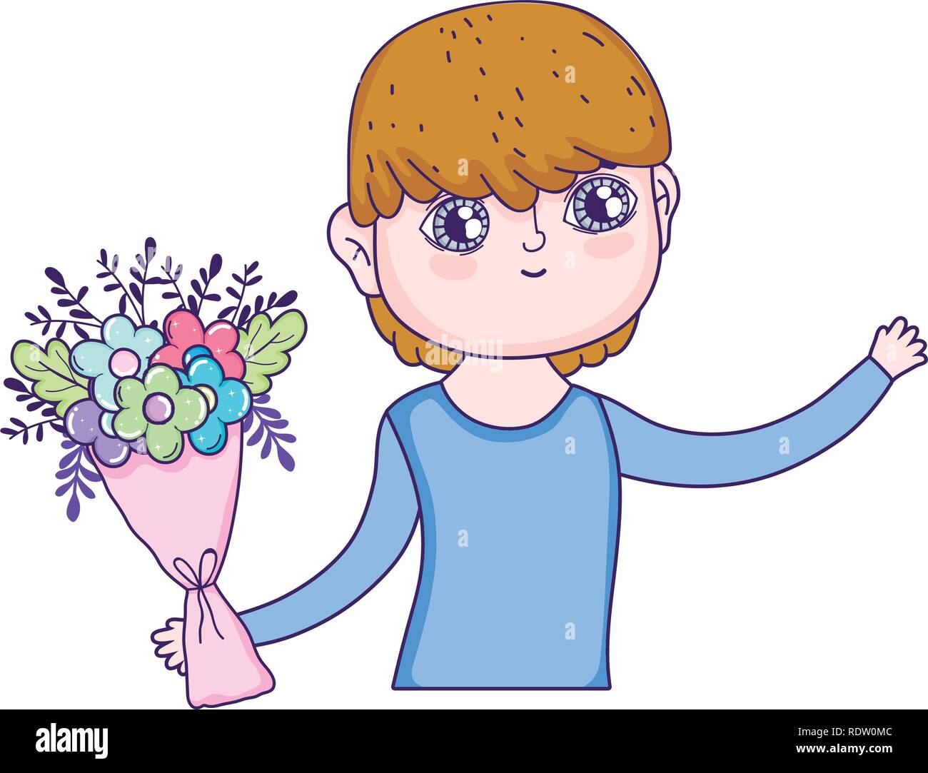 young cute lover boy with flowers Stock Vector Image & Art - Alamy