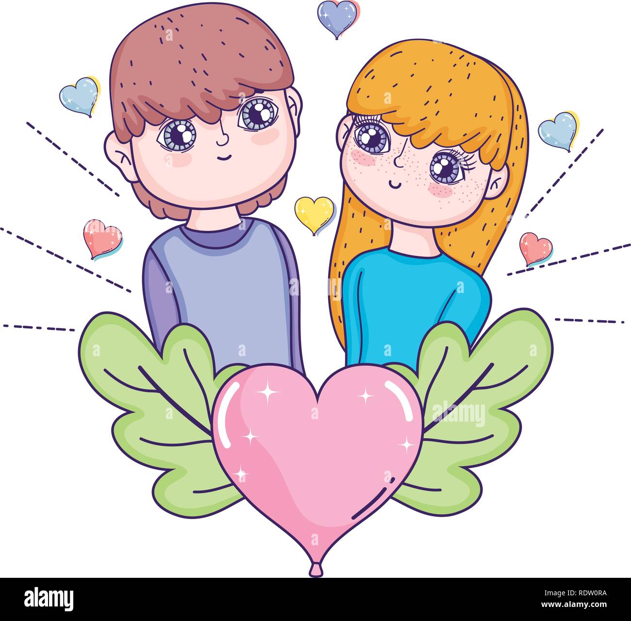young lovers couple characters with heart Stock Vector Image & Art - Alamy