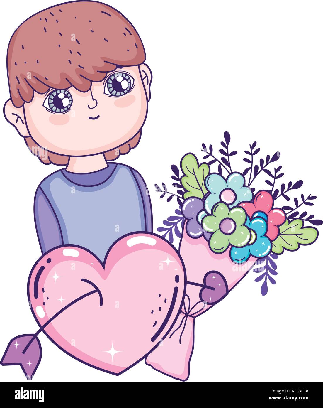 young cute lover boy with flowers Stock Vector Image & Art - Alamy