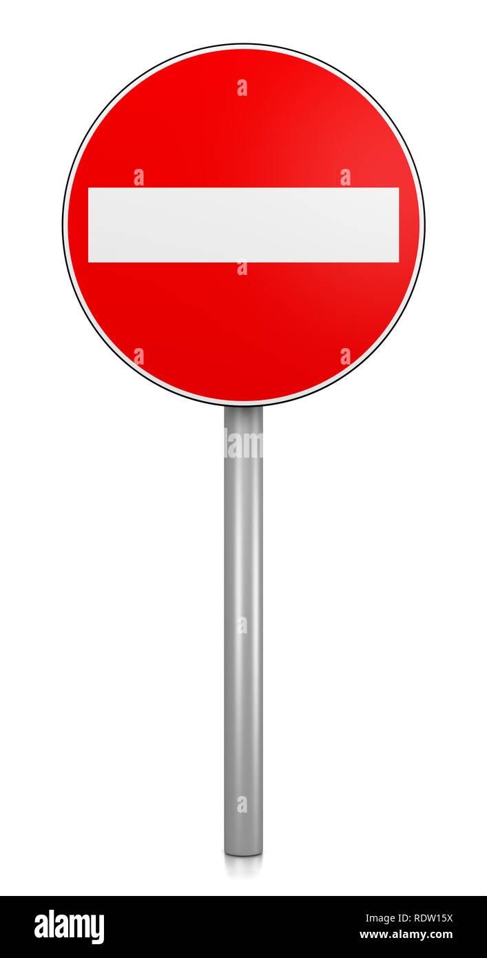 Access Denied Road Sign on White Background 3D Illustration Stock Photo