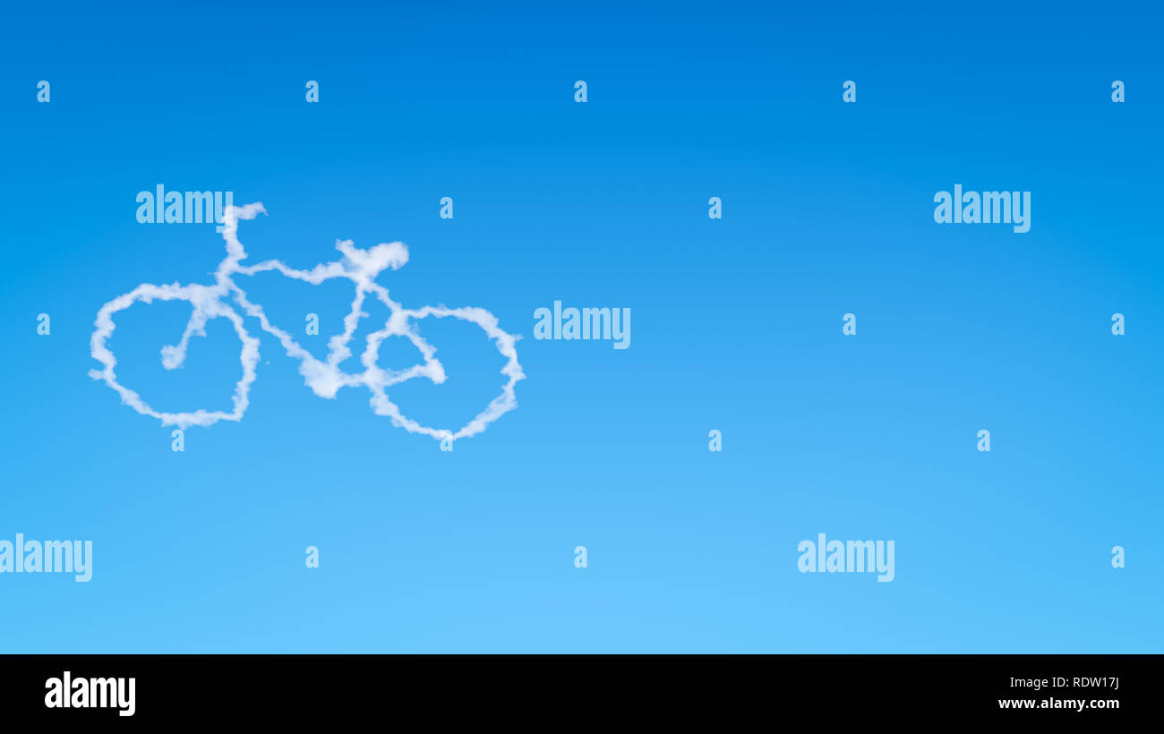 Bicycle Symbol Shape Cloud in the Blue Sky with Copyspace Stock Photo