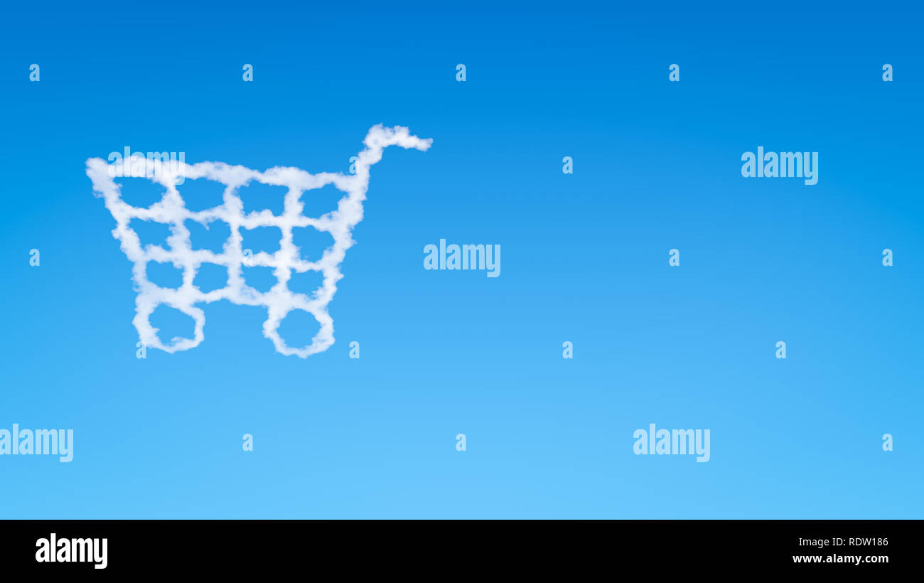 Shopping Cart Symbol Shape Cloud in the Blue Sky with Copyspace Stock ...