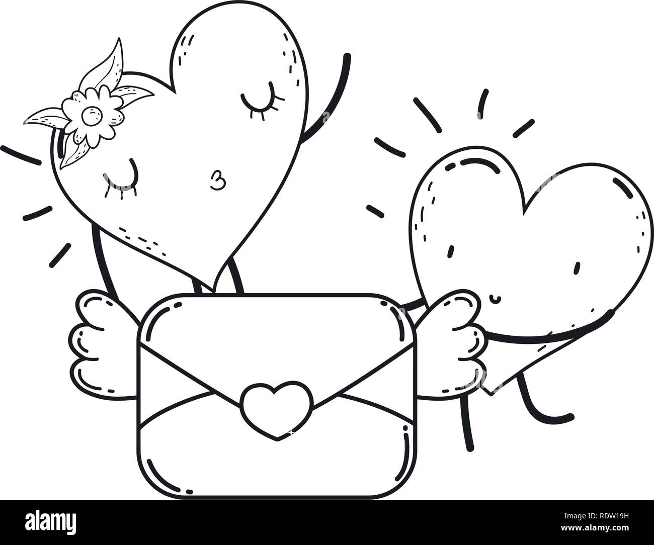 hearts love couple kawaii characters Stock Vector Image & Art - Alamy