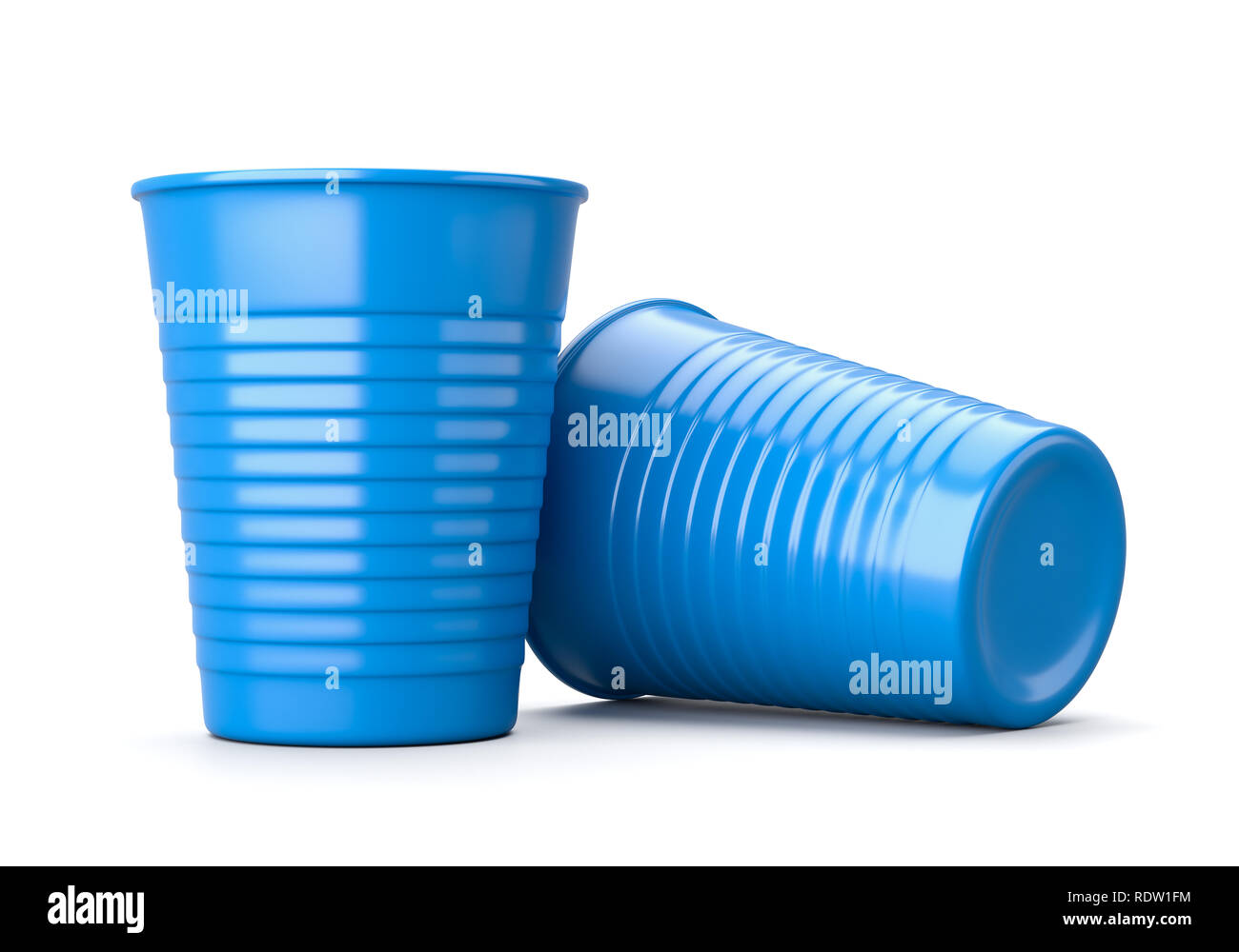 Blue Plastic Cup Isolated on White Background 3D Illustration Stock Photo